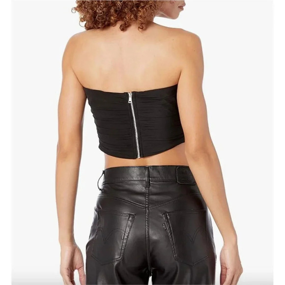 BRAND NEW Steve Madden Women's Size Large Dahlia Corset Boning Zip Up Top Black - Picture 2 of 16